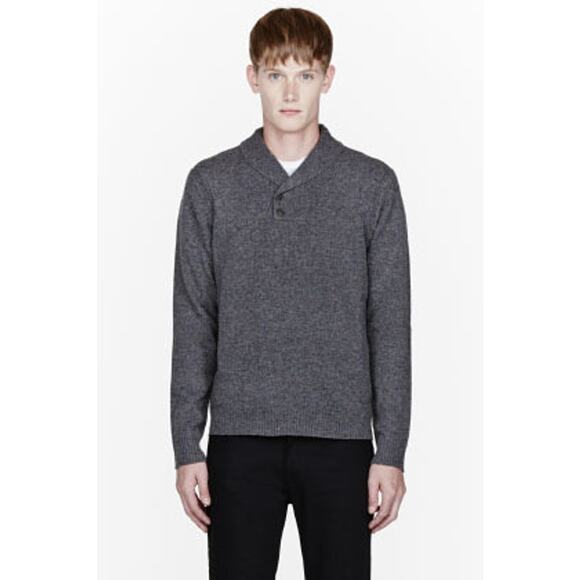 Rag & Bone Mens size XL 100% Wool Charcoal Gray Confetti Nelson Sweater